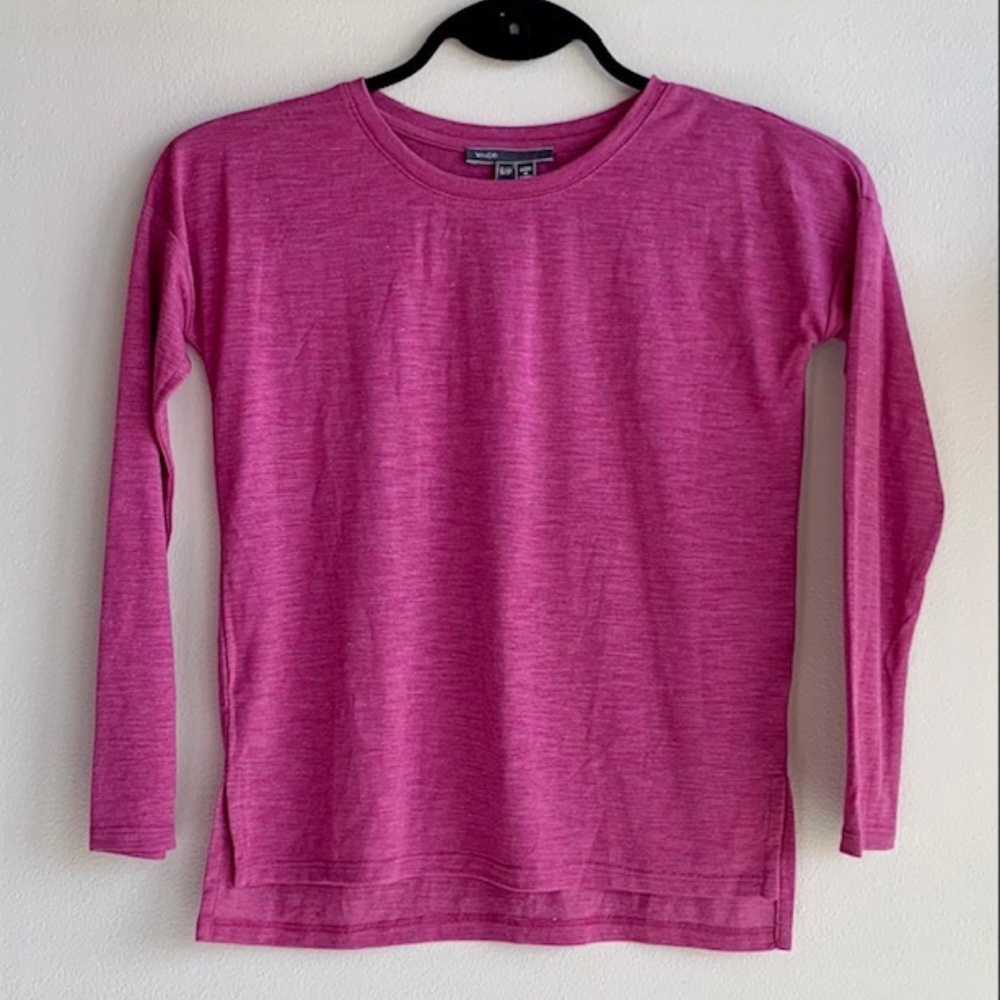 Vince Kid's Space Dyed Side Split Long Sleeve Crew, Fuchsia SIZE S NWT
